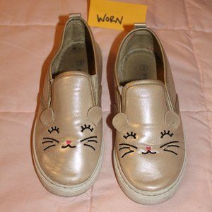 GIRLS SHIMMER CAT/MOUSE SLIP-ON SHOE - SIZE 3 WORN